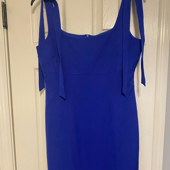JULIA JORDAN ROYAL BLUE TIE RUFFLE HEM DRESS SZ 2 NWOT - Picture 2 of 7